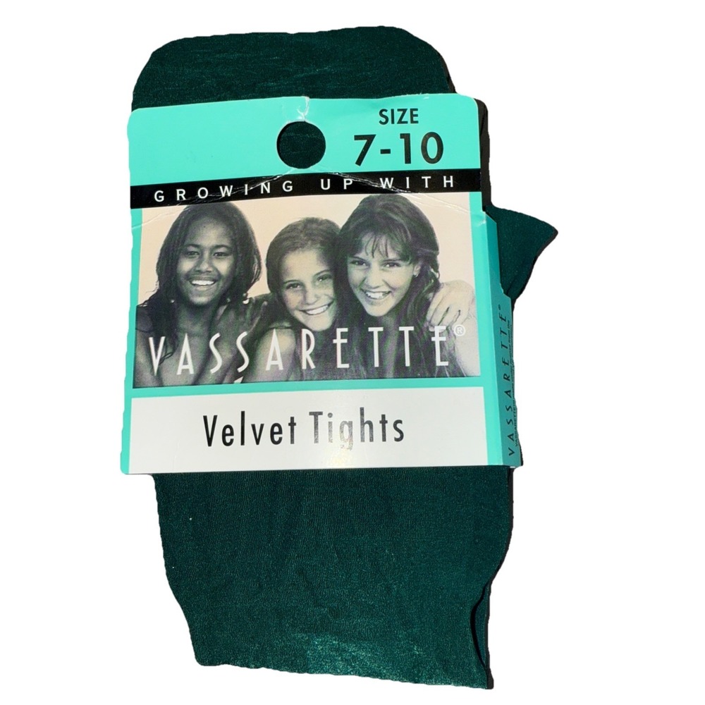 Vassarette Velvet‎ Tights Girls size 7-10 Hunter Green New in Package